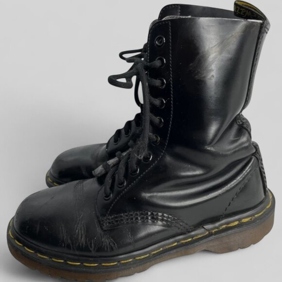 Dr. Martens Combat Boots Leather Black Made In England Women's Size 5 - Picture 9 of 9